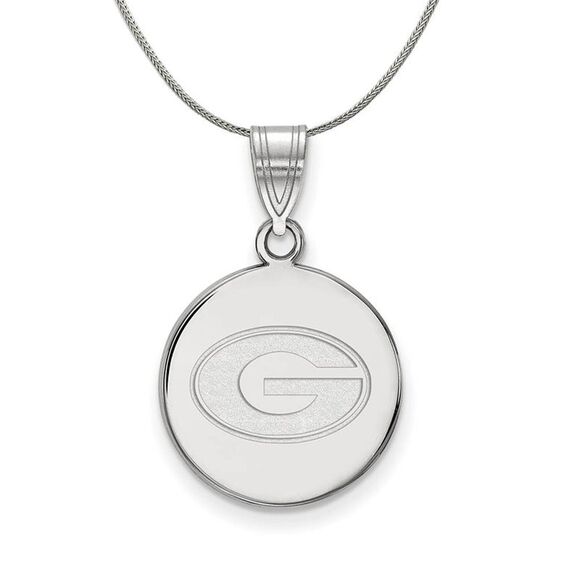 Sterling Silver U. of Georgia Medium Disc Necklace - 24 Inch